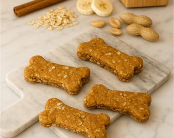 Dog Treats | Banana & Peanut Butter | All Natural Cookies | Dehydrated Biscuits | Crunchy | Dog Training | Barkin’ Oats
