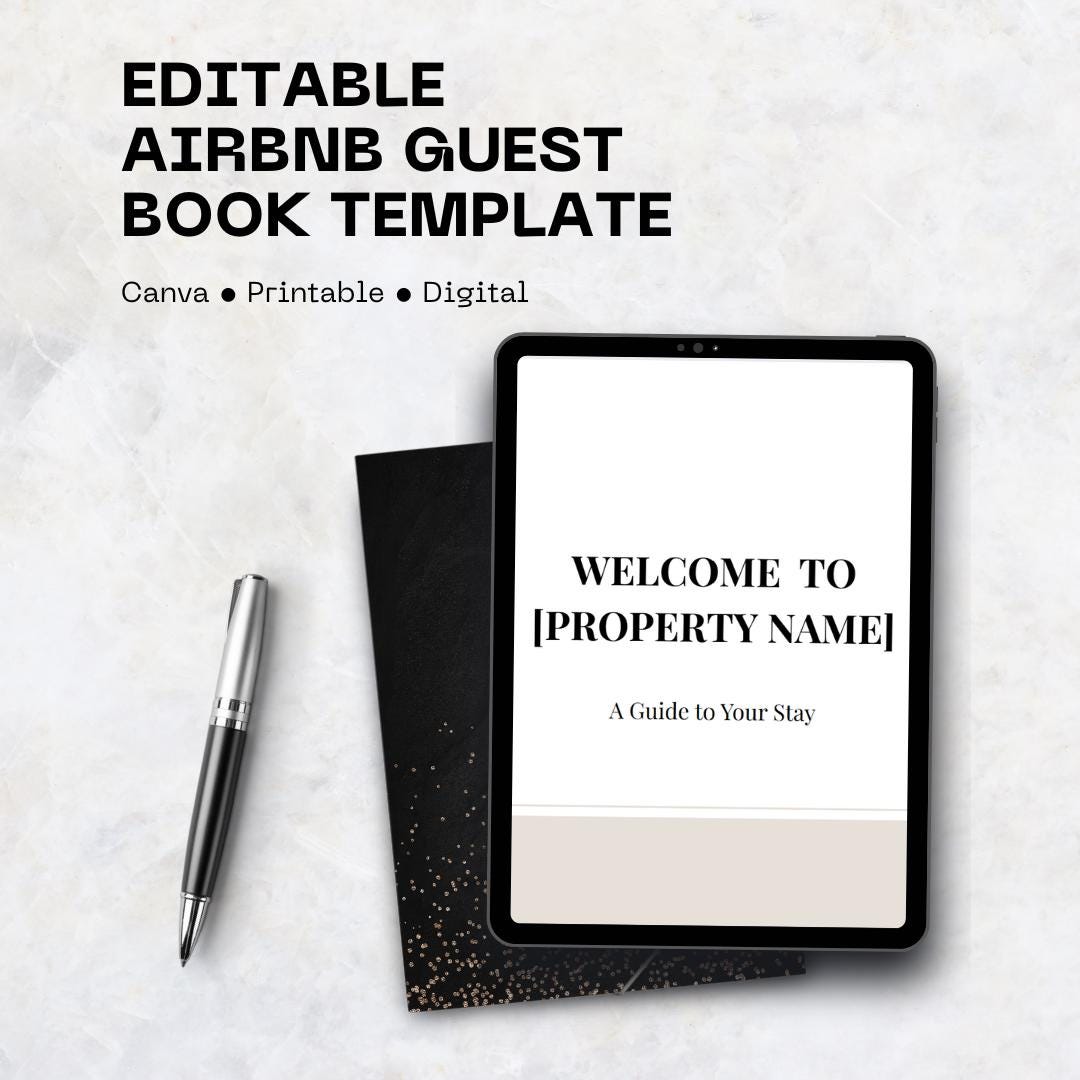 Editable Airbnb Guest Book Template Canva Airbnb Book