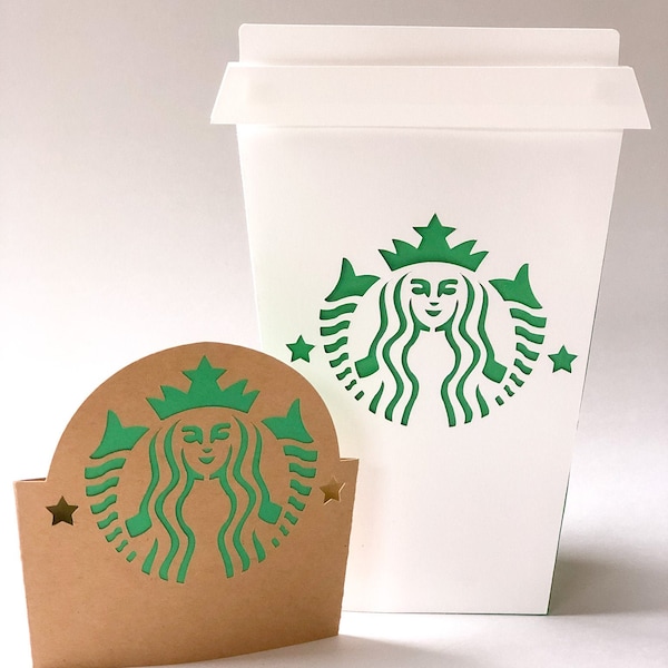 Starbucks Cup Gift Card Holder with Detailed Sleeve .SVG File Digital Download