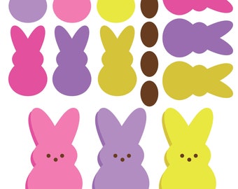 Easter Peeps Marshmallow Bunnies .SVG and PDF File Digital Download