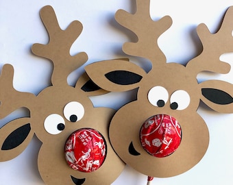 Rudolph the Red-Nosed Reindeer Lollipop .SVG and PDF File Digital Download