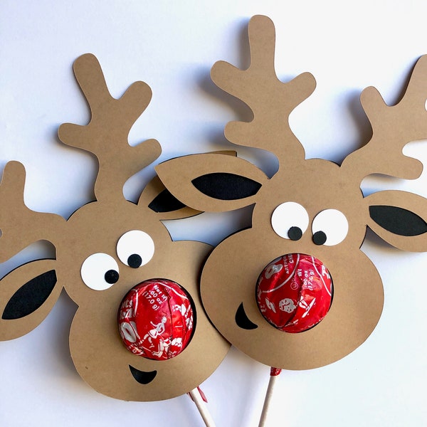 Rudolph le renne au nez rouge Lollipop .SVG et PDF File Digital Download