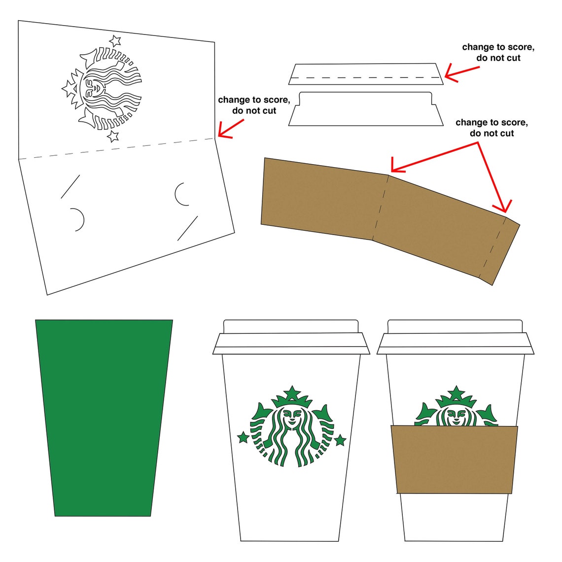 Starbucks Cup Gift Card Holder With Detailed Sleeve .SVG File Etsy