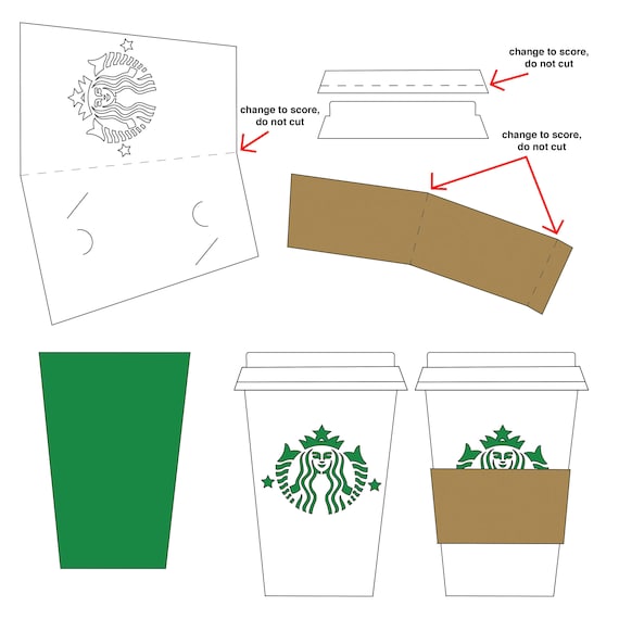 Starbucks Cup Gift Card Holder With Detailed Sleeve .SVG File