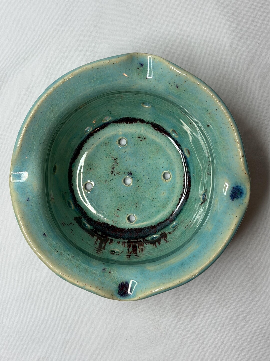 Handmade Ceramic Berry Bowl – Turquoise Pottery Colander – Wheel Thrown ...