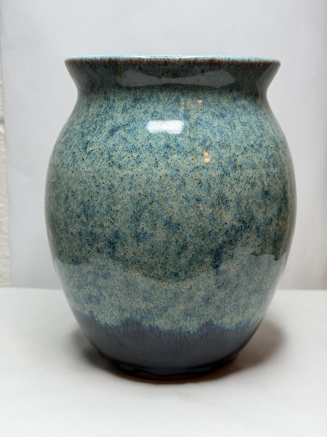 Handmade Ceramic Vase | Blue & Cream Pottery Vessel | Wheel Thrown ...
