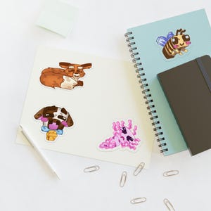 Cute Minecraft Animal Mashup Sticker Sheet | Dog Bee Axolotl Corgi Stickers