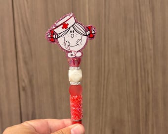 Miss Nurse Flatback Acrylic Beaded Pen