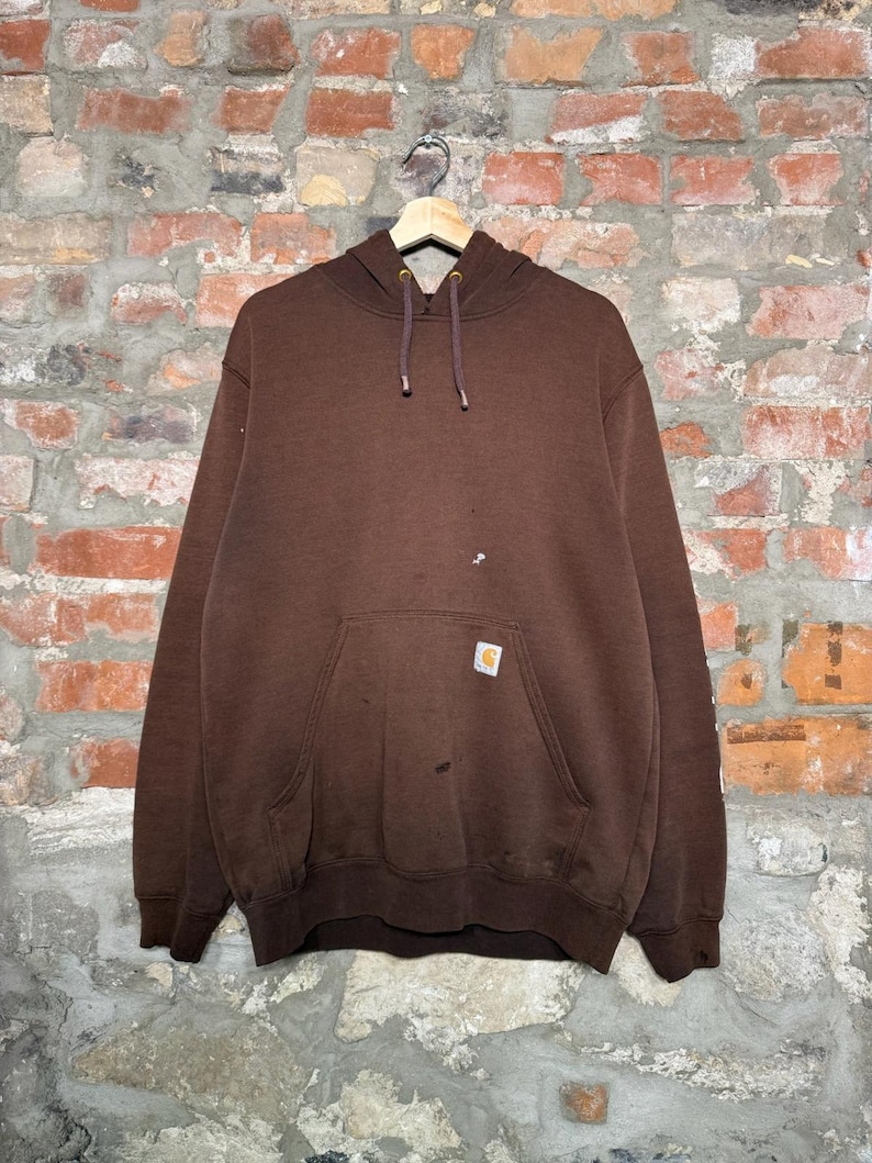 Carhartt Hoodie aus den 2000er Jahren, verwaschenes Braun, Größe M Bild 4