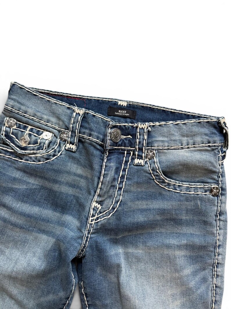 Vintage Y2K True Religion Relaxed Straight Jeans Size 29 Waist immagine 3