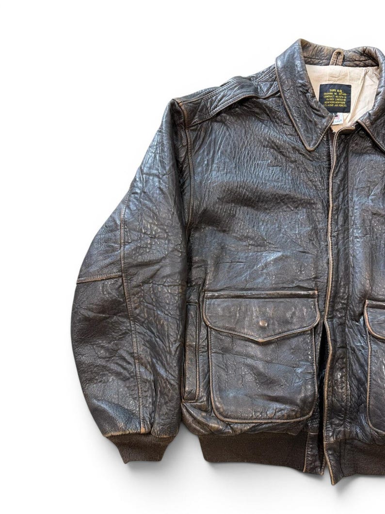 Vintage Avirex Typ A-2 Lederjacke aus den 90er Jahren, Größe L Bild 8