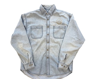 Y2K Harley Davidson Denim Button Up Shirt Mens Size Large