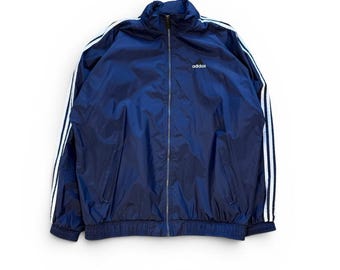 Vintage Adidas Navy Windbreaker Jacket Size Extra Large