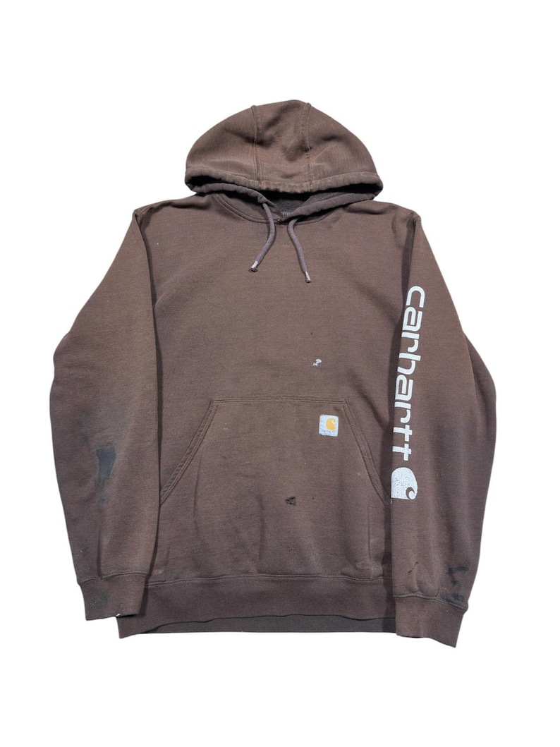 Carhartt Hoodie aus den 2000er Jahren, verwaschenes Braun, Größe M Bild 1