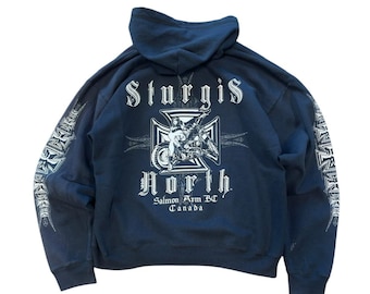 Vintage 2000s Sturgis Biker Zip-Up Hoodie Mens Size Large