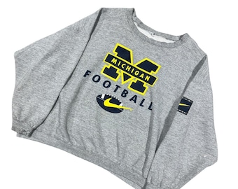 Vintage 2000s Nike Michigan Football Gray Crewneck Mens Size Extra Large
