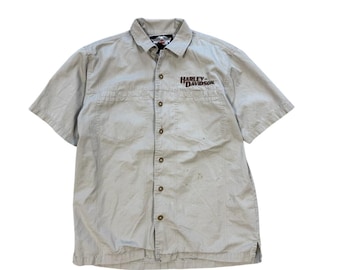 Y2K Harley Davidson Button-Up-Hemd, Herrengröße Medium