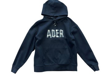 ADER ERROR Tape Black Hoodie Mens Size Large