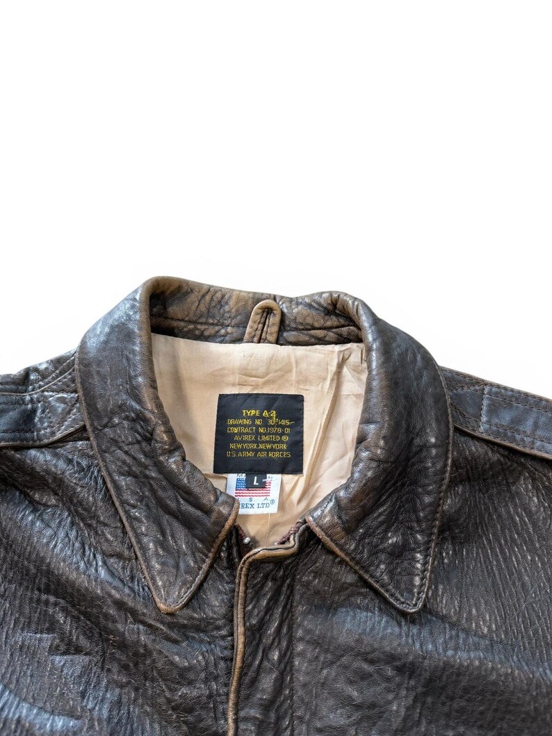 Vintage Avirex Typ A-2 Lederjacke aus den 90er Jahren, Größe L Bild 7