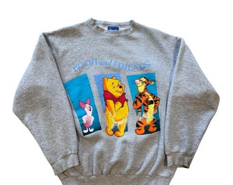 90s Pooh & Friends Gray Crew Mens Size Large