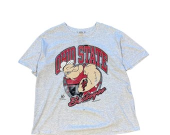 Popeye Ohio State graues T-Shirt aus den 1990er Jahren, Größe XL