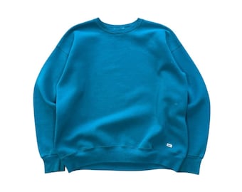 Vtg Lee Heavyweight Teal Blank Crewneck Size Mens Extra Large