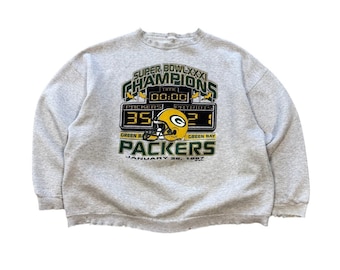 97" Green Bay Packers Super Bowl Distressed Crewneck Mens Size Large