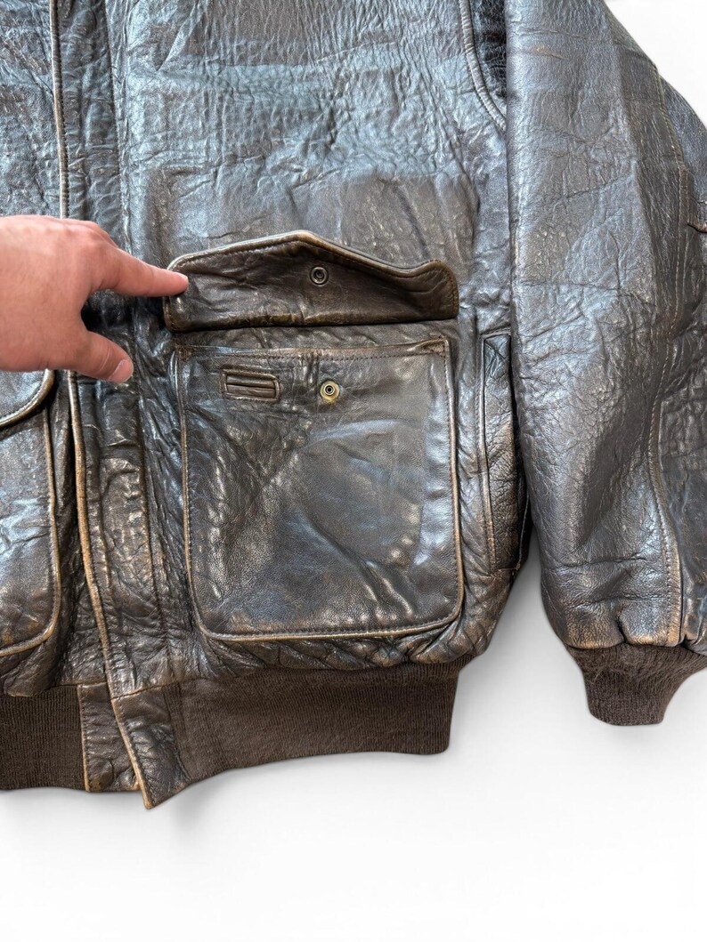 Vintage Avirex Typ A-2 Lederjacke aus den 90er Jahren, Größe L Bild 9