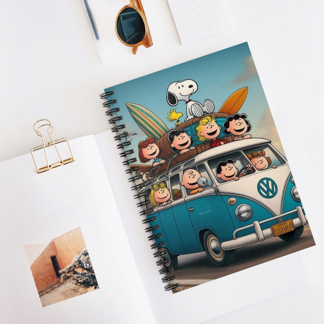 Peanuts Characters Surf Van Spiral Notebook | Ruled Journal - Etsy