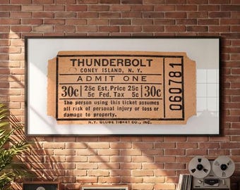 Coney Island Thunderbolt Ticket – Hyper-Detailed Macro Photography Print