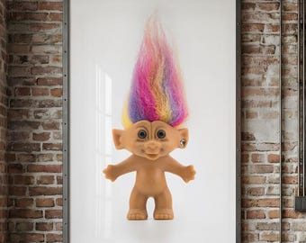 Vintage 80's Troll Doll – Hyper-Detailed Macro Photography Print
