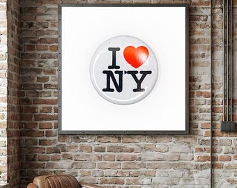 Original 1970s "I Love NY" Button Pin – Hyper-Detailed Macro Photography Print