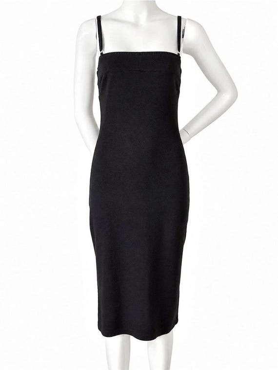 D&G, D&G Dolce Gabbana Black Wool Blend Bodycon Midi Dress US 8