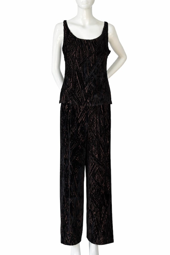 Sonia Rykiel, Vintage Sonia Rykiel Velvet Set | Wide Leg Pants | Designer Two Piece Outfit