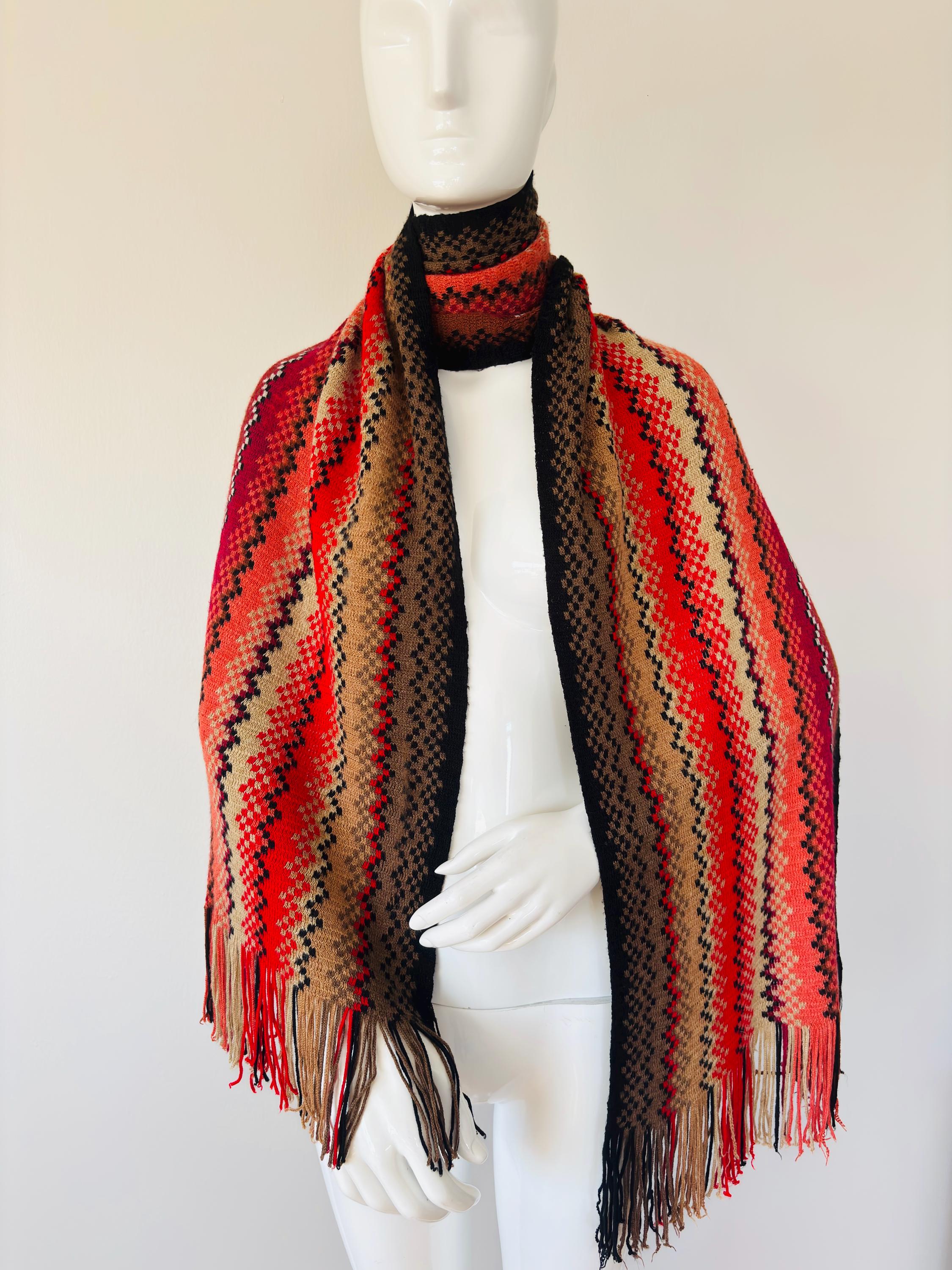 Missoni Multicolor Zigzag Knit Snood in Red, Coral, Black & Cream Mohair Mix Missoni Zig Zag Snood Scarf – the collective concept main image 2