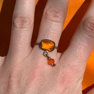 Orange rings - orange vintage gemstone ring - vintage gemstone rings - dangle rings - rings that move - orange gem - unique rings - unusual