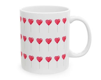 Hjärtmönster Keramisk Mugg – Glansig Kaffekopp för Alla hjärtans dag