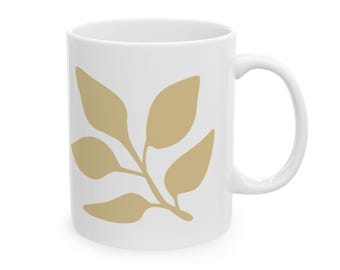 Naturinspirerad keramisk mugg, kaffekopp med blomdekor