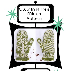 Owls In A Tree Mittens Knitting Pattern