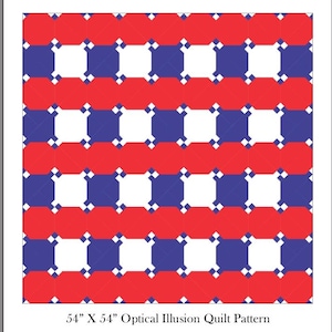 54-inch vierkant quiltpatroon met optische illusie, foundation paperpiecing, (pdf-download)