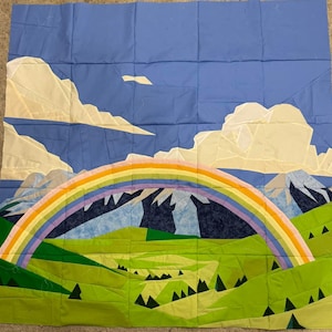 Regenboog 35,5" vierkant quiltpatroon, foundation paperpiecing, (pdf-download)