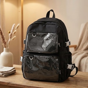 Ita Rucksack Klarfenster Pin Display Rucksack, Anime Ita Bag Kawaii Schulrucksack, wasserdichte Pin Tasche Nettes Geschenk für Sie