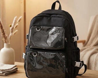 Ita Rucksack Klarfenster Pin Display Rucksack, Anime Ita Bag Kawaii Schulrucksack, wasserdichte Pin Tasche Nettes Geschenk für Sie
