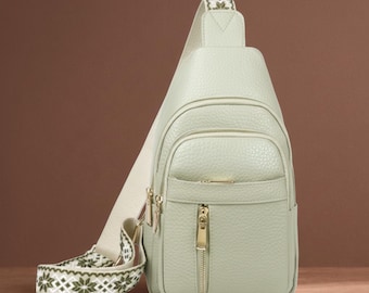Damen PU Leder Sling Bag Crossbody Geldbörse, Leichte Reise Brusttasche, Multi Pocket Alltags lässig Tasche, trendiges Geschenk für Sie, Anti Thef