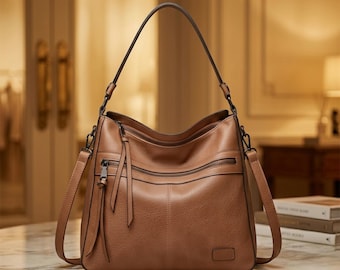 Bolso hobo holgado para mujer, bolso de hombro de piel sintética suave, bolso bandolera para el día a día, bolso minimalista y elegante, regalo para ella.