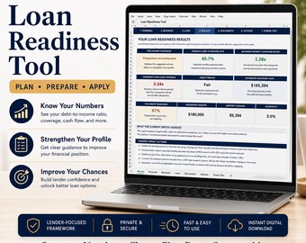 Business Loan Readiness Spreadsheet, SBA DSCR Calculator (Excel, Google Sheets)