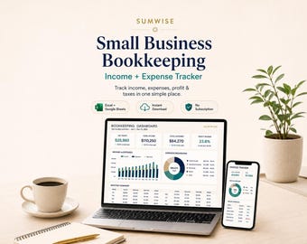 Small Business Bookkeeping Spreadsheet | Business Expense Tracker | Excel + Google Sheets