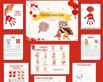 Voorschools leerpakket Chinees Nieuwjaar | Dierenriemdieren (digitale download)