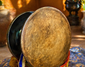 Chöd Damaru Drum Special Edition, Tibetan Ritual Drum, Handmade Genuine Leather, Chod Practice Instrument