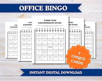 Printable Office Game: Bingo, Find the Coworker Workplace Game, Icebreaker, Digital Download PDF